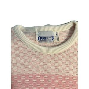 RG Kids Sweater Large Pink Blue Yellow Striped Knit Made in USA Crewneck